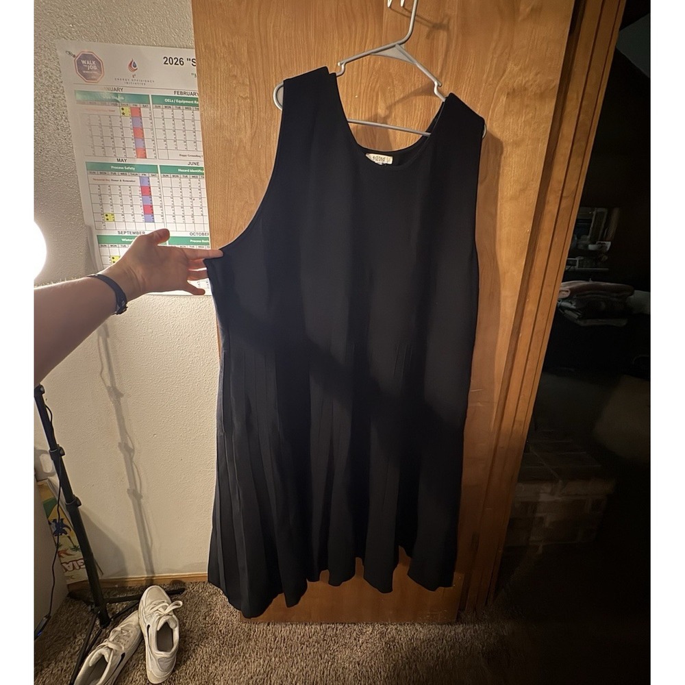 Edited by Remi Bader Black Sleeveless Pleated Knit Dress Plus Size 4X 8226